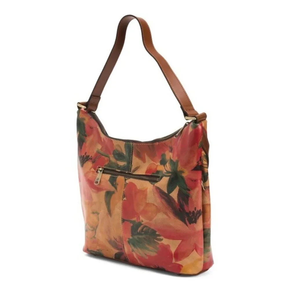 Patricia Nash Elia Leather Hobo Shoulder Floral Handbag Spring Multi NWT